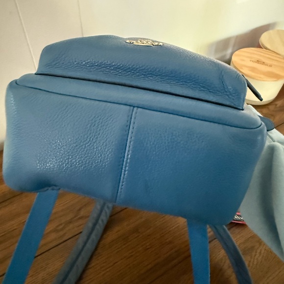 Coach Vibrant Blue Leather Backpack - Picture 9 of 11